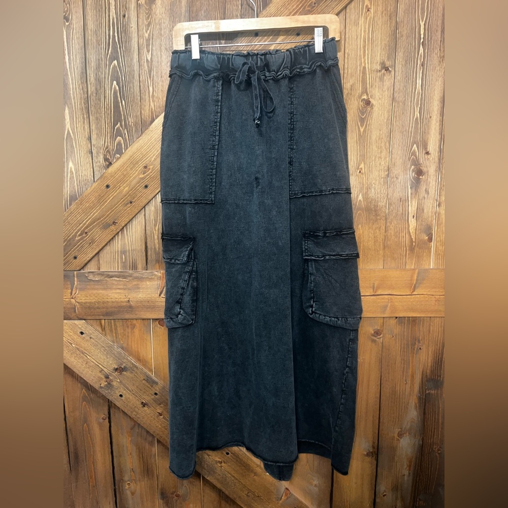 Easel Charcoal Mineral Washed Maxi Skirt - Picture 6 of 8